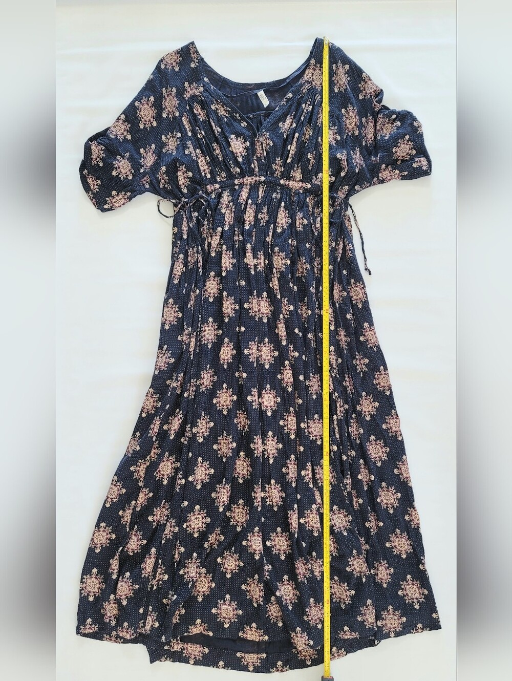 Free People Oasis Maxi Dress Boho V-Neck Short Kimono Sleeve Pockets Festival S - Picture 7 of 10
